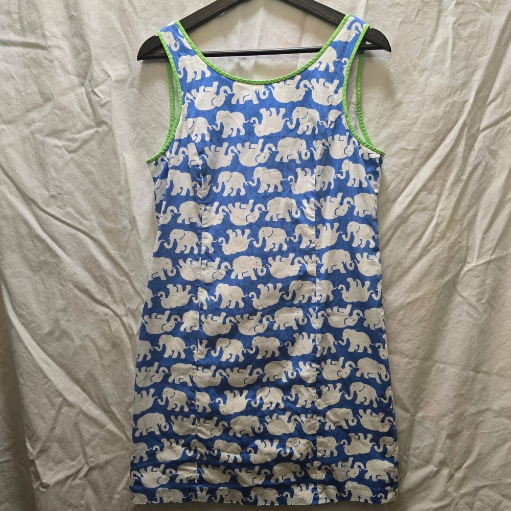 Lilly Pulitzer Cathy Shift Dress‎ Bay Blue Tusk In Sun Elephant Print Blue 10